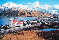 Näkymä Unalaskan keskustasta.