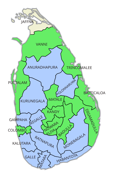 Majorities according to electoral districts