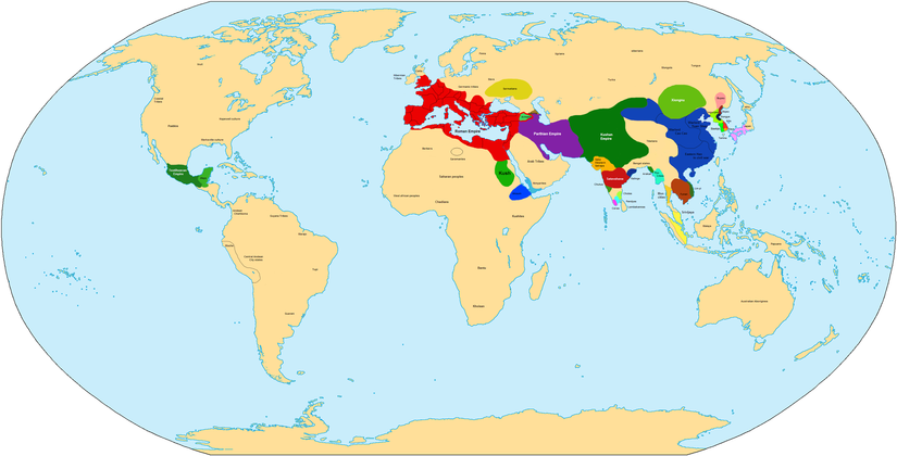 Map of the world in 200 AD World in 200 CE.PNG