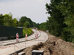 Uithoorn, Bauarbeiten am Viadukt über den Amsterdamseweg an der Uithoornlijn