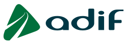 The wordmark of Adif, spelling the company name in blue lowercase letters of a distinctive typeface