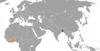 Location map for Bangladesh and Ghana.