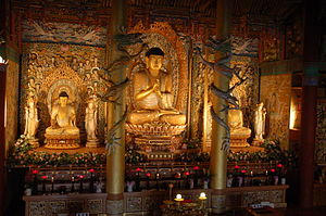 Buddha statues in a temple on Jejudo, South Korea