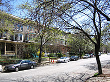 Charles Village, Baltimore, one of the areas where Veep filmed for its first season production Calvert Street In Charles Village Baltimore.jpg