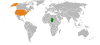 Peta lokasi Amerika Serikat dan Chad.