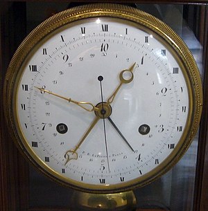 A clock made in Revolutionary France, showing ...