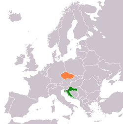 Карта с указанием местоположения Хорватии и Чехии