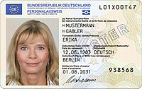 A German identity card is valid for travel to most European countries. Deutscher Personalausweis (2021 Version).jpg