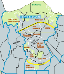 Mapa de barrios del distrito de Horta-Guinardó.