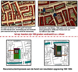 Dordrecht, minderbroedersklooster, historische kaarten & reconstructie opgraving 1982 - 1984