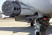 The GAU-8 Gatling gun of an A-10 Thunderbolt II  at Osan Air Base, Korea.