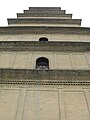 Close up view of the eaves and exterior bricks