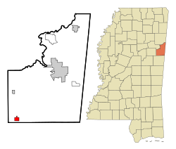 Location of Crawford, Mississippi