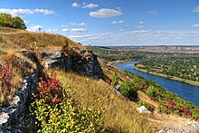 Scenery in Moldova, with Nistru River (Dniester) Malul abrupt al Nistrului Naslavcea-Verejeni Ocnita (11).jpg