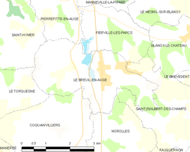 Mapa obce Le Breuil-en-Auge