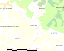 Mapa obce Lignerolles