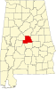 Localização do Map of Alabama highlighting Chilton County