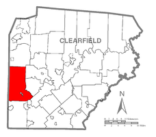 Map of Clearfield County, Pennsylvania highlighting Bell Township