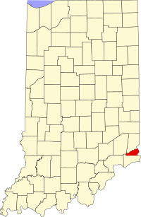 Locatie van Ohio County in Indiana