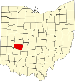 Карта штата Огайо с выделением округа Кларк