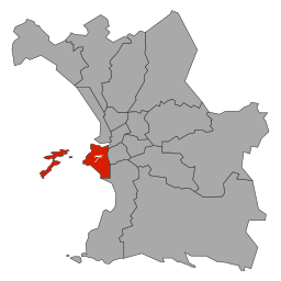 7:e arrondissementet markerat med rött på kartan.