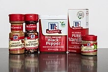 McCormick & Company cinnamon, red pepper, black pepper, vanilla, and oregano McCormick & Company Spices.jpg