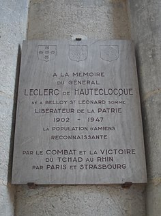 Memorial tablet in Amiens Cathedral