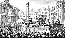 Nine emigres are executed by guillotine, 1793 Octobre 1793, supplice de 9 emigres.jpg