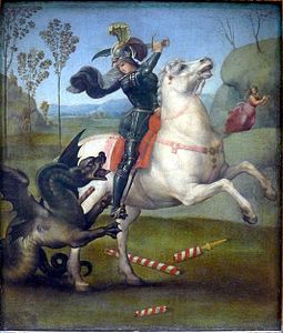 ラファエロ・サンツィオ『聖ゲオルギウスと竜』（1504年頃）ルーヴル美術館所蔵