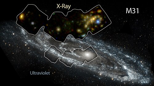 Andromeda Galaxy - in high-energy X-ray and ultraviolet light (released 5 January 2016). PIA20061 - Andromeda in High-Energy X-rays, Figure 1.jpg