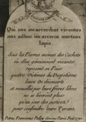 Pierre tombale des ossements des cachots de la Bastille