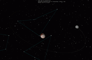The revolution animation of Charon orbiting Pluto as a natural satellite