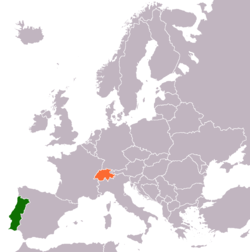 Lage von Portugal und Schweiz