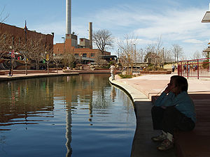 The river walk in downtown Pueblo, Colorado.