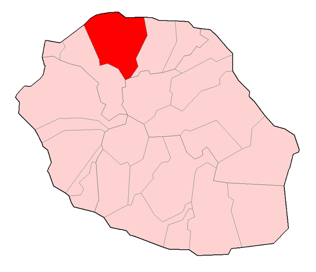 Saint-Denis på kartan över Réunion.