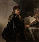 Fakulo en sia studio, Rembrandt van Rijn, 1634