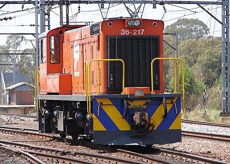 No. 36-217 in Spoornet orange livery at Capital Park, Pretoria, 29 September 2006