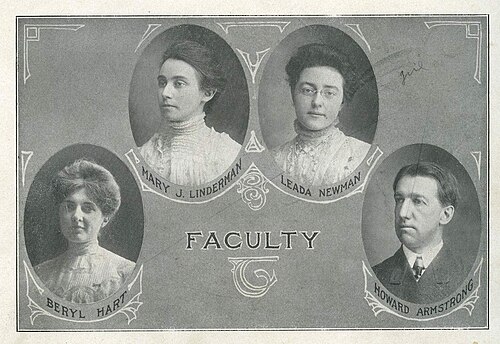 Faculty pictures. Left to right: Beryl Hart, Mary J. Linderman, Leada Newman, Howard Armstrong.