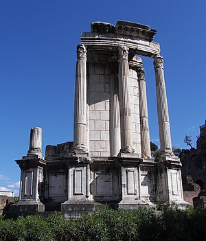 Temple of Vesta in the Forum Romanum in Rome.