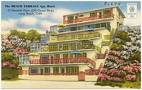 The Beach Terrace Apartment Hotel, 33 Eleventh Place, circa 1930 to 1945