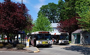 English: Two buses at the Forest Grove, Oregon...