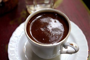 A cup of Turkish coffee served on a terrace in...
