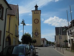 Wasserturm Altrip mit Wappen