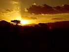 Sunset at Tsavo East National Park mostly located in Kitui County