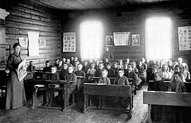 Classroom in a zemstvo school, c. 1908–1912.