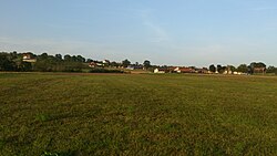 View of fields and houses in the village of Rakova