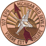 Emblem of the 107th Expeditionary Fighter Squadron, Michigan Air National Guard. Used at Balad Air Base during Operation Iraqi Freedom 107th Expeditionary Fighter Squadron - Emblem.png