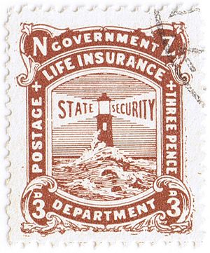 1905 NZ Government Life Insurance 3 pence brown