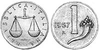 1 lira (1957).