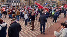 Versammlung von Demonstranten in Belfort am Nachmittag des 18. März 2023.